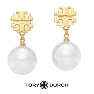 NWT Tory Burch Evie White Pearl Drop Earrings